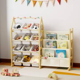Oenalw B0dmspxsqg Wooden Toy Storage Organizer Kids Bookshelf 12 Bins Child
