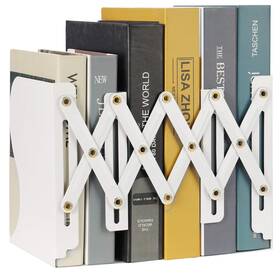 Ob-us-0205-bkd Olebes Adjustable Book Ends Metal Iron Non 18.9/4.13 6.1 7.68 Inch White