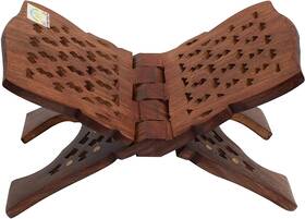 Nv-882 Om Shri Wooden Handmade Quran Geeta Bible Holder Support Stand Reading Book