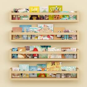 B0cgm6f1l2 Onlysky Set Of 4 Wall-mounted Kids Bookshelf - Wood Floating Nursery Book Shelv