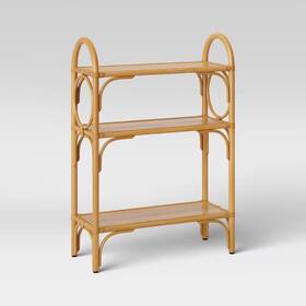 78663923 Opalhouse Threshold Nickel Tan Rattan Open Shelf With Lacquered Finish