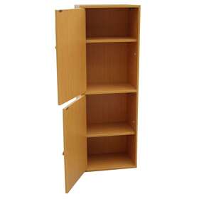 Ore International 854570010361 4-tier Adjustable Bookshelf With Door Tan