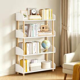 Outonlife Ymeusj16 4-tier Wooden Bookshelf Modern Open Bookcase With Solid Wood Frame And Top E