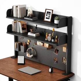 Oxbzkmy Ra001 Clamp On Desk Shelf With Pegboard Desktop Organization Bookshelf Storage She