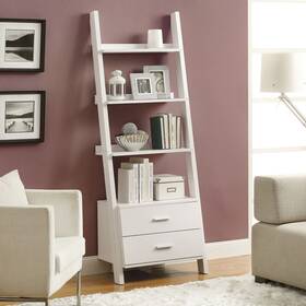 Porch & Den 680796098346 Bookshelf Bookcase Etagere Ladder 4 Tier 69 Inch Height White Modern And Contemp