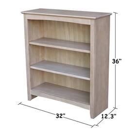 Porch & Den 727506723492 And Solid Wood Shaker Bookcase Washed Gray Taupe 36 Inches