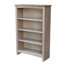 Porch & Den 727506723508 And Solid Wood Shaker Bookcase Washed Gray Taupe 48 Inches