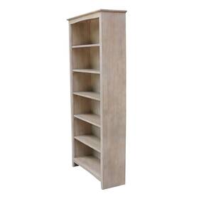 Porch & Den 727506723522 And Solid Wood Shaker Bookcase Washed Gray Taupe 72 Inches