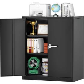 Porch & Den 823895715831 And Provence 42 Inch Metal Locking Storage Cabinet Black