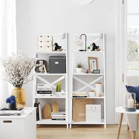 Porch & Den 965502196986 And Strickland 4-tier X-accent Ladder Storage Shelf White Modern Conte