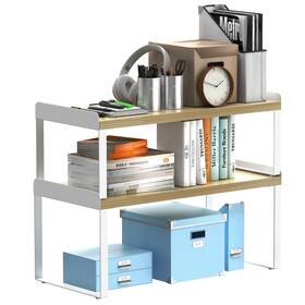 Purimile Puri-001 2 Sets Desk Shelves For Top Of Tier Independent Stackable Desktop She
