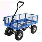 Qh-uc Sunnydaze Decor Blue Utility Cart With Removable Folding Sides 34 Inches Long X 18 In 819804019008 Qh-uc Sunnydaze Decor Blue Utility Cart With Removable Folding Sides 34 Inches Long X 18 In 819804019008