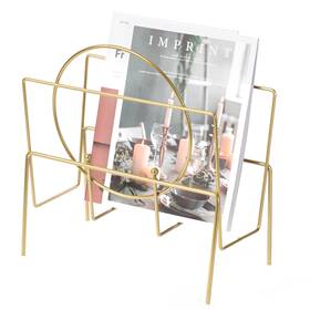 Quickway Imports 651355240698 Gold Metal Modern Decorative Freestanding Floor Magazine Silver