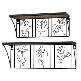 Qutrey Bjty220505 Plant Wall Art Floating Shelves Set Of 2 Minimalist Metal Abstract De