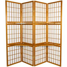 Red Lantern 849527034989 5 1/2 Ft. Tall Window Pane With Shelf Room Divider - Honey 4 Pa