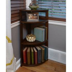 Regency 192357138458 Fairway 34 Inch High Corner Folding Bookcase- Mocha Walnut