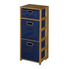 Regency 192357138656 Fairway 34 Inch Square Folding Bookcase With Fabric Medium Oak/blue