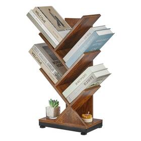 Ssj-1 Ruboka 5-shelf Tree Bookshelf 5 Tier Floor Standing Bookcase For Cds/magaz Inch