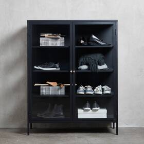 Rye Studio 847365066162 Cairyn Modern Glass And Metal Cabinet Black Short