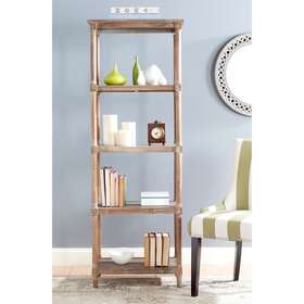 Safavieh 683726135142 Odessa Washed Natural Pine 5-tier Bookcase - 23.6 Inch Tan X 15.7