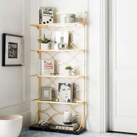 Safavieh 889048370791 Spano 4-tier Gold Etagere With Marble Base - 34 Inch X 12 76