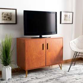 Safavieh 889048555471 Pine 2 Door Modular Tv Unit-natural / Gold - 35.4 Inch Natural