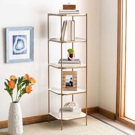 Safavieh 889048635869 Sylvie 5 Tier Etagere - 16 Inch X 53 White Brass