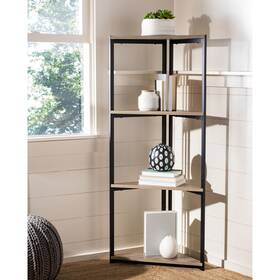 Safavieh 889048767621 Logan 4 Tier Corner Bookshelf - 16.5 Inch X 55 Light Grey Oak