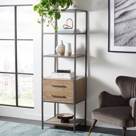 Safavieh 889048997363 Jola 5-shelf 1-drawer Etagere Bookshelf - 22 Inch W X Rustic Oak/gunmetal 2
