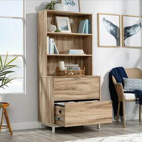 426294 Sauder Portage Park 2-shelf Bookcase With Hutch - Kiln Acacia Adjustable Shelves