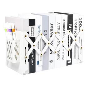 Sayeec Sye-na3096-01 Adjustable Bookends Metal Book Ends With Pen Holder For Heavy White