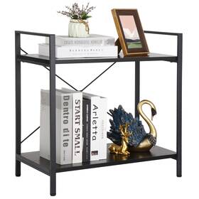 H01-3023-g2 Segawe #oneflat Durable 2-shelf Bookcase Low Height Metal Bookshelf Black Retro Bookrack Home