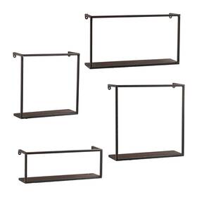 Hz0307 Sei Furniture Zyther Contemporary Metal Wall Shelves 4 Pc Set Antique Black