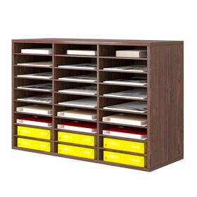 Bk022 Senhoglb Wood Classroom Mailbox 27 Compartments Literature Organizer With Adjustable S