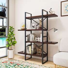 Shelf Display Bookcase Of 4 Tire 353012600226 By Davee Furniture Inc 47.24 W X Black Natural
