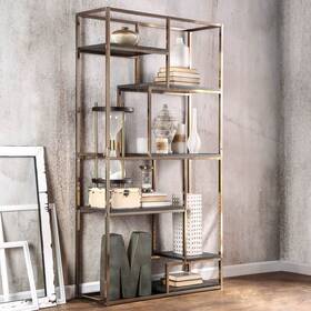 Silver Orchid 889435164958 Viby Contemporary 6-shelf Metal Tiered Open Bookcase By Champagne N/a
