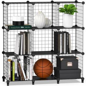 Ad-tw-bk9 Simpdiy Storage Rack With Metal Mesh 9 Cubes Bookshelf 37x12.5x49inch Large C