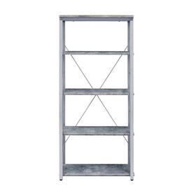 Simple Relax 427292077023 5 Wooden Shelves Bookshelf Faux Concrete And Silver