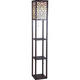 Sintechno 813108022603 Brown Wooden Shelf 63 Inch Column Floor Lamp Modern And Contemporary