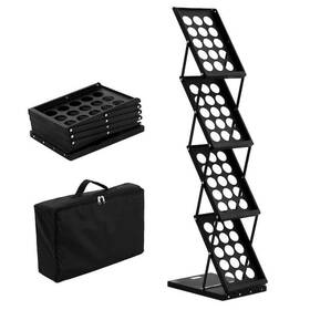 Skyshalo 077685433188 Foldable Magazine Display Rack 4-tier Brochure Literature Stand With Bag