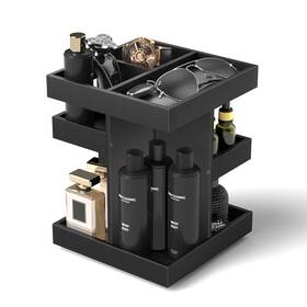 Mencase-2510ycwd-black01 Snythx Cologne Organizer For Men Women Large Capacity Wood Perfume Shelf With Rotat