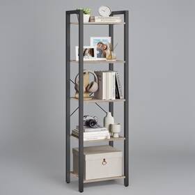 1001317602 Songmics Home 5-tier Tall Bookshelf Narrow Bookcase With Steel Frame Skinny Book Shelf For