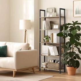 1001528224 Songmics Home 5-tier Bookshelf Book Shelf Industrial Bookcase With Steel Frame For