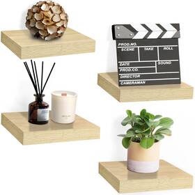 Sorbus 192405354816 Floating Shelf Square Invisible Mounting 4 Pack - 9.25 Inch L X W 1.5 H