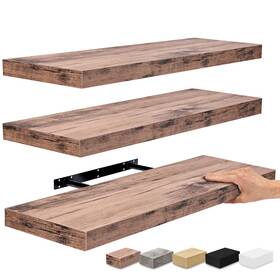 Sorbus 192405377693 Floating Wall Shelves Wood Mounted Decor For Books And Storage With