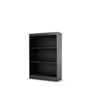 7270766 South Shore Smart Basics Bookcase With 3 Shelves Black