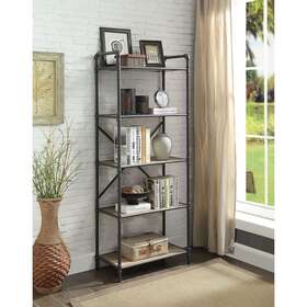 Starx Decor 766454531100 Bookshelf In Antique Oak And Sandy Gray Modern Contemporary