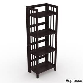 Stony Edge 720825516530 No Assembly Folding Four Shelf Bookcase 16 Inches Wide Espresso Traditional C