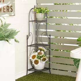 Studio 350 196094012644 Black Iron Contemporary Bakers Rack - 17 X 11 46