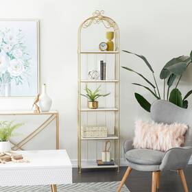 Studio 350 196094014587 Gold Marble Glam Shelving Unit - 20 X 12 79